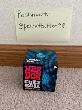 NeeDoh Fuzz Ball BLUE Stress Squish Squeeze Toy